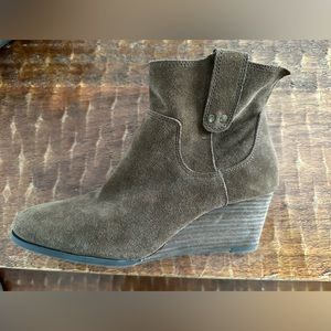 Lucky Brand Brown Suede Bootie - Gennee Wedge - Size 8